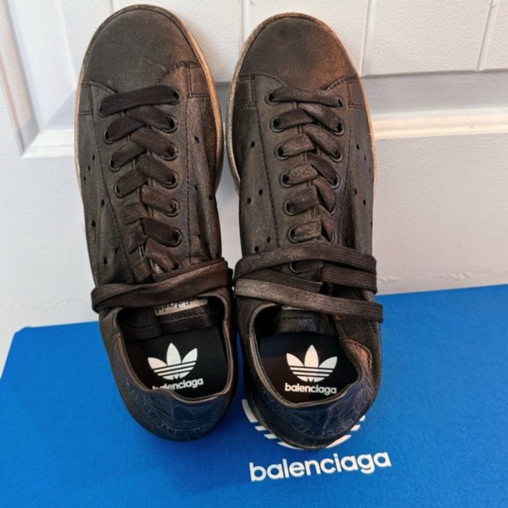 NEW Balenziaga x Adidas Stan Smith Distressed Leather Sneakers - Picture 4 of 9